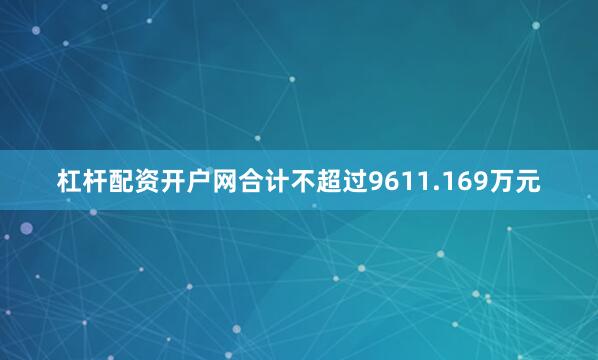 杠杆配资开户网合计不超过9611.169万元